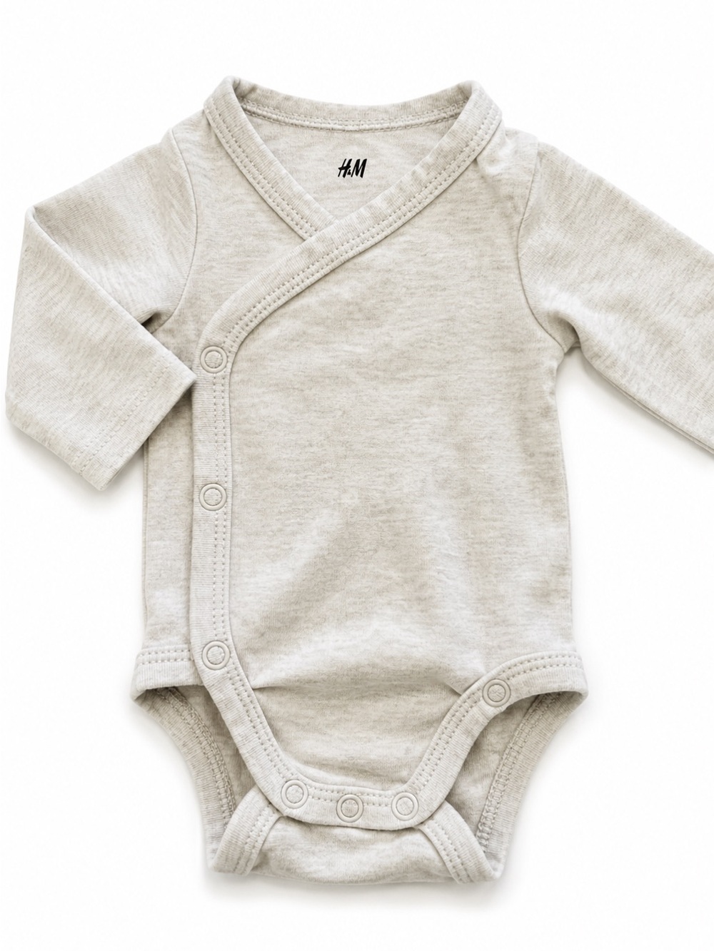 H&M Light Cream Wrap-Front Long-Sleeve Baby Bodysuit